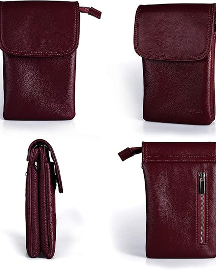 befen Genuine Leather Small Crossbody Bags for Women Cell Phone Bag Cross Body Purses,Silver Zipper