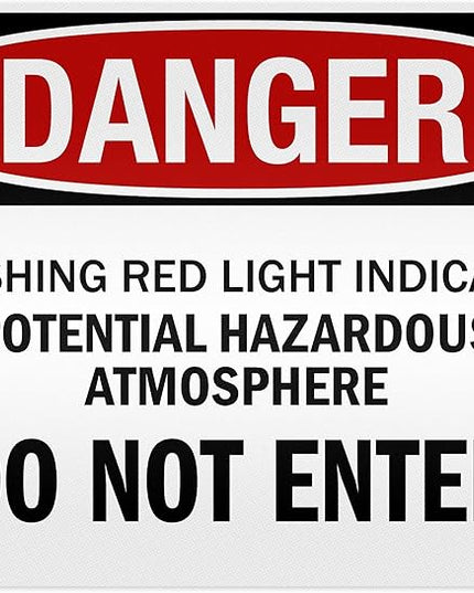 Danger Flashing Red Light Indicates Potential Hazardous Atmosphere Do Not Enter Sign, 24x30 Inches, 3M EGP Reflective .080 Aluminum, Fade Resistant, Made in USA by My Sign Center