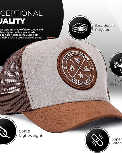 Urban Effort Mesh Back Cap - for Men and Women Baseball Hat 5-Panel Trucker Hat - Great Snapback Closure for Hunting & Hiking