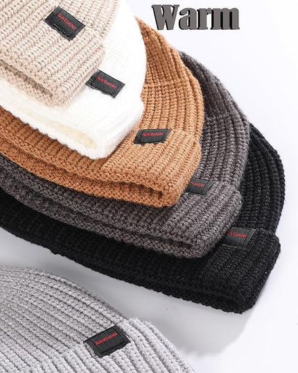 2 Pack Fisherman Beanie Hats for Men Women,Knit Trawler Skull Cap,Watch Cap,Spring Fall Winter Warm Short Hats