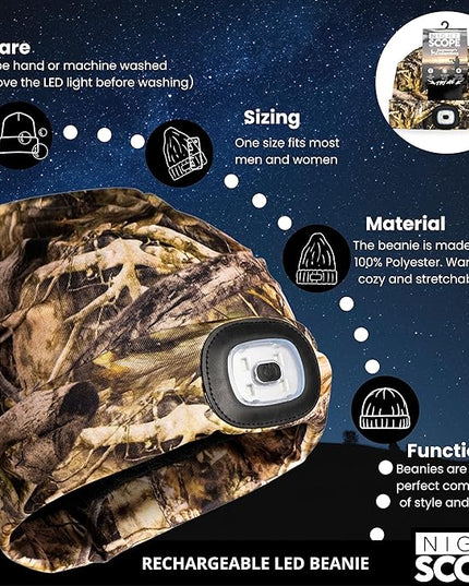 Night Scope Classic Rechargeable LED Warm Knit Beanie Head Light Hat Headlamp for Outdoor Activities