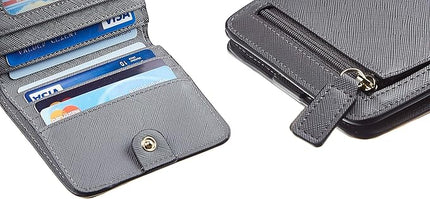 Toughergun Women’s Small Slim Leather Wallet with RFID Protection, Compact Bifold Mini Purse with Clear ID Window
