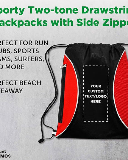 DISCOUNT PROMOS Custom Non-Woven Drawstring Backpacks Set of 10/50/100, Personalized Bulk Pack
