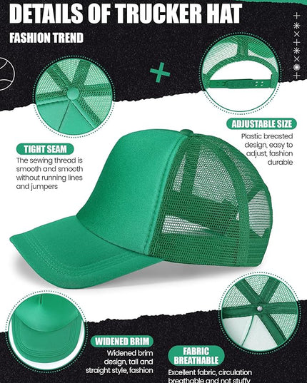 10 Pcs Sublimation Blank Trucker Hats Bulk Mesh Baseball Cap Polyester Mesh Trucker Hat for Men and Women