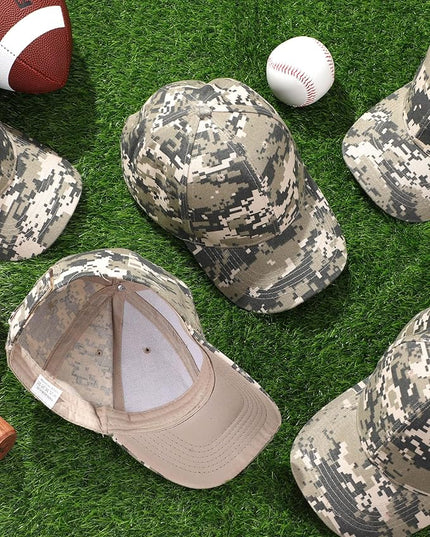 Handepo 24 Pcs Blank Baseball Cap Adjustable Back Strap Plain Blank Camouflage Hat Unisex Baseball Cap for Trucker Men Women