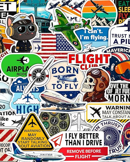 100Pcs Aviation Stickers and Decals Waterproof - Pilot Stickers for Laptop, Airplane Decals - Aviation Gifts for Pilots - Gift for Women & Men