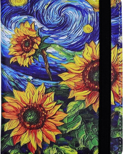 Passport Holder for Women and Men PU Leather Passport Cover for Travel (Sunflower)