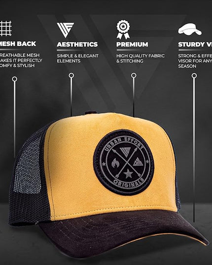 Urban Effort Mesh Back Cap - for Men and Women Baseball Hat 5-Panel Trucker Hat - Great Snapback Closure for Hunting & Hiking