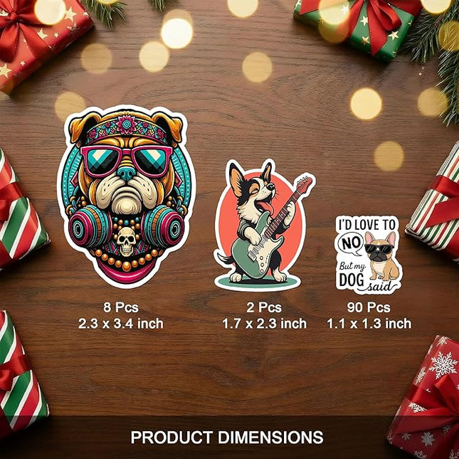 100 PCS Dog Stickers Pack, Vinyl Waterproof Decals of Puppies Breeds Prints Cartoon Dogs, Fun Gift for Teens Adults Women Laptop Birthday Wall Decor Water Bottle Scrapbook Car Luggage