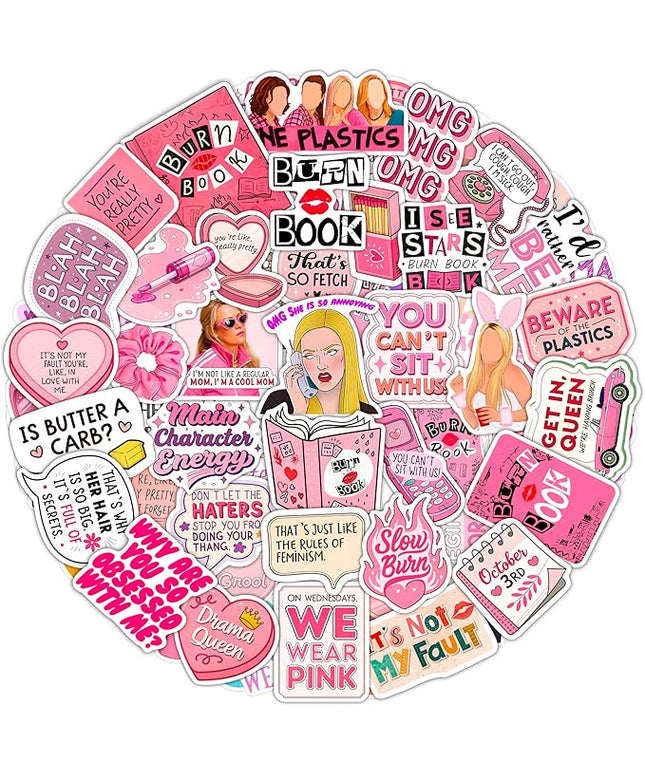 100Pcs Burn Book Stickers for Laptop, Waterbottle - Burn Book Party Decorations & Favors - Gift for Women & Men