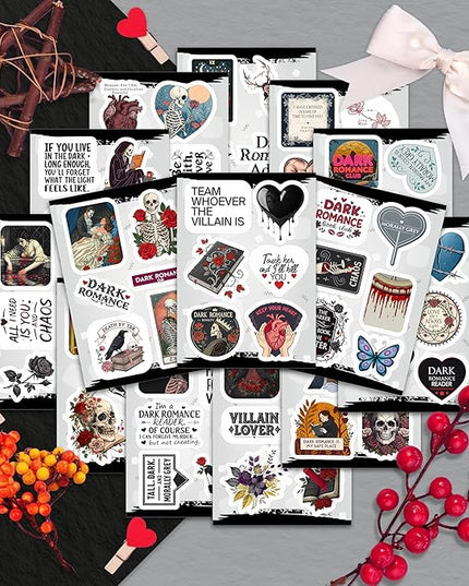 100Pcs Dark Romance Stickers for Water Bottle - Dark Book Stickers, Booktok Decals - Gifts for Book Lovers