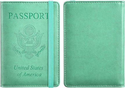HerriaT Passport and Vaccine Card Holder Combo,Cover Case with CDC Vaccination Card Slot, Leather Travel Documents Organizer Protector, with RFID Blocking, for Women and Men