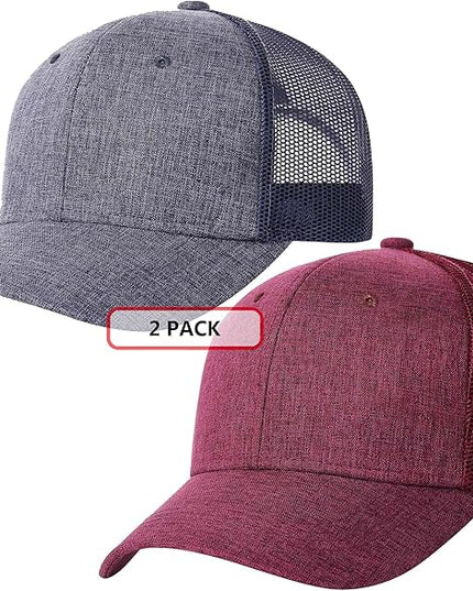 TSSGBL 2 Pack Snapback Trucker Baseball Hats Mesh Back Adjustable Blank Ball Caps for Men Women
