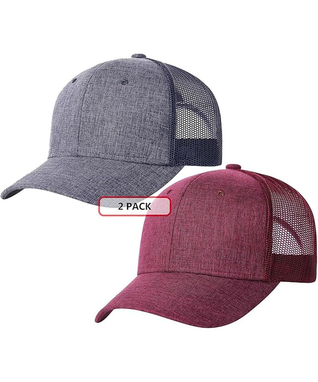 TSSGBL 2 Pack Snapback Trucker Baseball Hats Mesh Back Adjustable Blank Ball Caps for Men Women