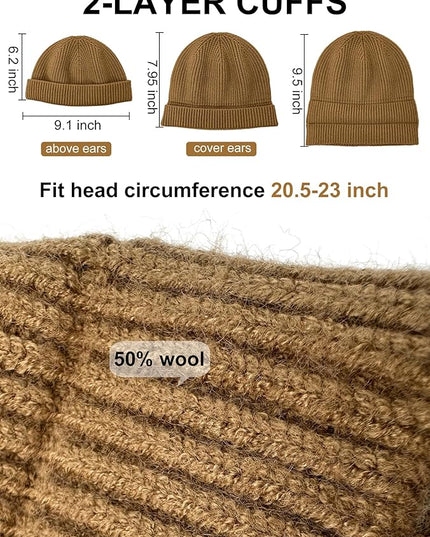 vidsel Thin Wool Fisherman Beanie Hat for Men Women Fall Winter,Short Knit Cuffed Fashion Trawler Skull Cap,Watch Cap