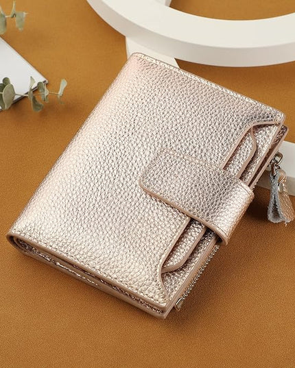 Lavemi Small Compact Women Wallet RFID Blocking Genuine Leather Bifold Purse with ID Windows