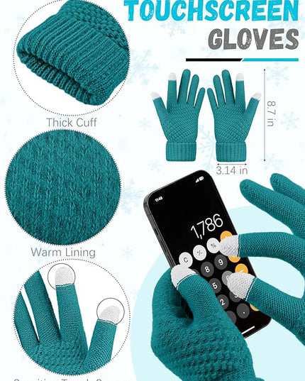 Winter Beanie Hat Scarf Gloves, Warm Fleece Knit Hats Touch Screen Gloves Neck Scarf Set Winter Gifts for Unisex Adult