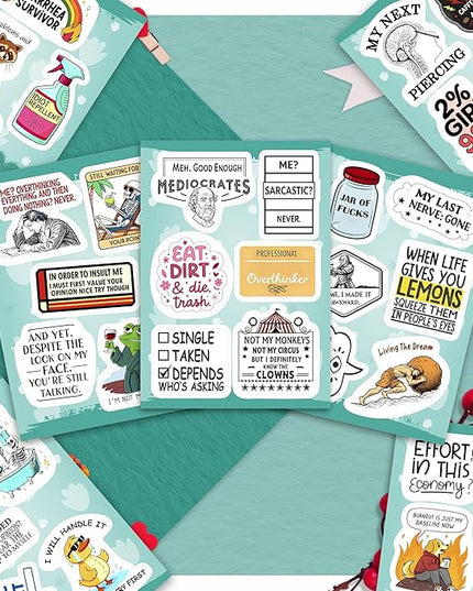 100Pcs Sarcastic Stickers for Adults - Funny Inappropriate Snarky Stickers, Sassy Unhinged Mean Silly Decals for Water Botttle, Laptop - Gag Gifts for Women & Men