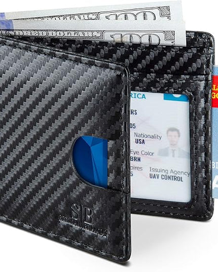 SERMAN BRANDS RFID Blocking Slim Bifold Genuine Leather Thin Minimalist Front Pocket Wallets for Men Billfold Wallet Men Gift