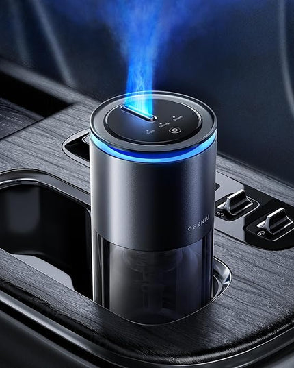 Ceeniu Smart Car Air Freshener, Enlarged Spray Nozzle, Advanced Ultrasonic Diffuser CF12 Pro, Auto On/Off, Adjustable Mode, 60-Day Powerful Battery, Ambient Light, Luxury Cologne Scent, Lasts 4 Months