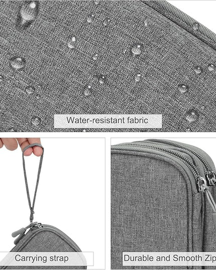 FYY Travel Cable Organizer Pouch Electronic Accessories Carry Case Portable Waterproof Double Layers All-in-One Storage Bag for Cord, Charger, Phone, Earphone Dark Grey