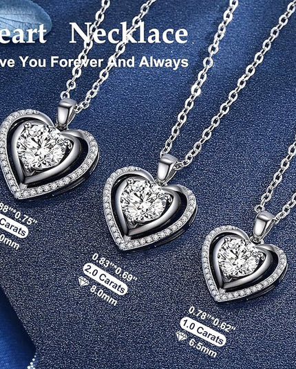 Heart Pendant Gold Necklace for Women Moissanite Lab-Created Gem I Love You Wedding Anniversary Birthday Christmas Valentine Engagements Mothers Day Jewelry for Wife Her Girlfriend Mom Daughter