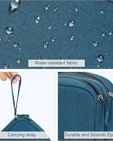 FYY Electronic Organizer, Large Travel Cable Organizer Bag Pouch Electronic Accessories Carry Case Portable Waterproof Double Layers All-in-One Storage Bag for Cable, Cord, Charger, Phone, Dark Green
