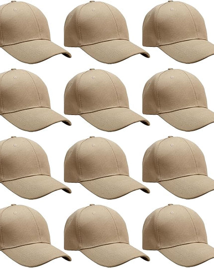 Falari Wholesale Bulk Lot 12-Pack Baseball Cap Adjustable Size Plain Blank Solid Color