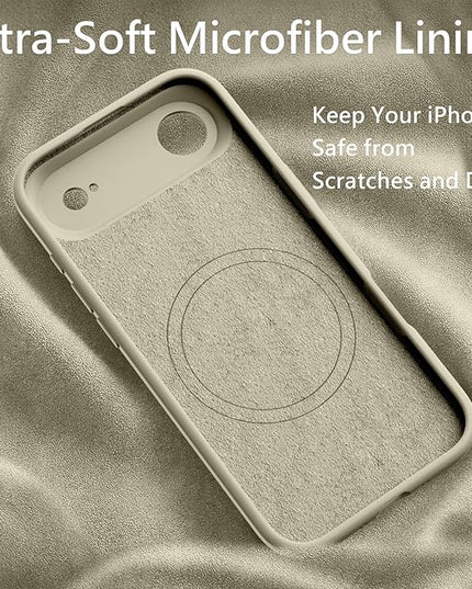 FireNova Magnetic for iPhone Air Case, Compatible with MagSafe, [Integrated Silicone Camera Control Button] [Camera Protection] Microfiber Lining Phone Case for iPhone 17 Air, 6.5", Khaki