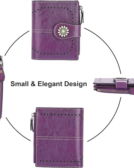 Lavemi Womens Leather Wallet Small Compact RFID Blocking Credit Card Case Purse with Zipper Pocket | Small, Compact, RFID Blocking, Zipper Pocket, Small, Compact