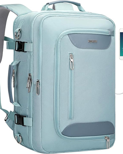 PIJUSHI Travel Backpack for Women Flight Approved Carry on Bag 16 inch Laptop Personal Item Daypack with Shoe Compartment(PE038 Blue)