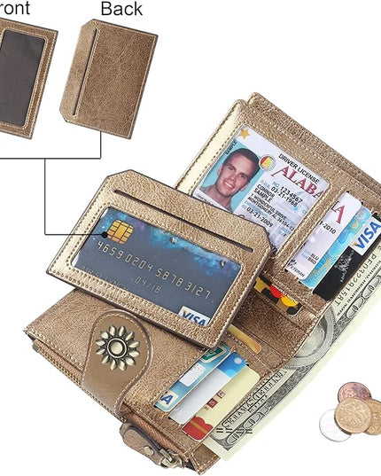 Lavemi Womens Leather Wallet Small Compact RFID Blocking Credit Card Case Purse with Zipper Pocket | Small, Compact, RFID Blocking, Zipper Pocket, Small, Compact