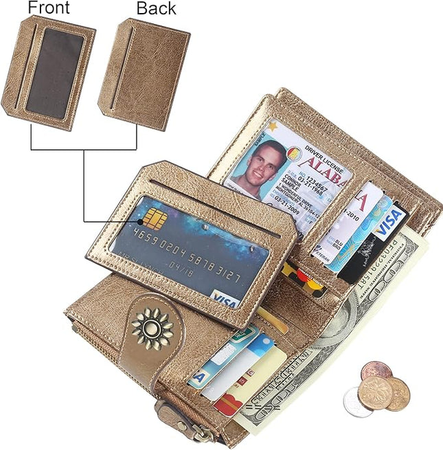 Lavemi Womens Leather Wallet Small Compact RFID Blocking Credit Card Case Purse with Zipper Pocket | Small, Compact, RFID Blocking, Zipper Pocket, Small, Compact