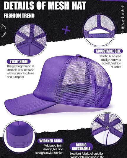 10 Pcs Sublimation Blank Trucker Hats Bulk Mesh Baseball Cap Polyester Mesh Trucker Hat for Men and Women
