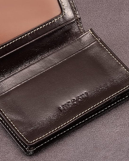 Leather Business Card Case Holder for Men & Women, Italian Calfskin