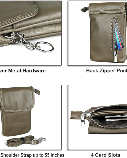 befen Genuine Leather Crossbody Cell Phone Purse for Women, Small Zip Around RFID Blocking Crossbody Wallet Bags