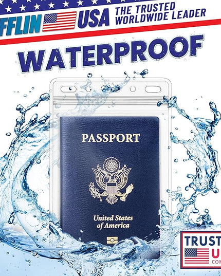 Mifflin-USA Passport & Card Holders (Clear, 4x6 inch, 100 Pack), Extra Large (XXL) ID Name Badge Holder, Waterproof Vertical Plastic Card Holders