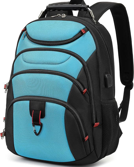 Boavan Laptop Backpack for men, 15.6 inch Laptop Bag with USB Port, Waterproof Travel Work Backpack Purse, Anti-Theft Teacher Nurse Doctor Casual Bookbags Office Business backpack，Sky Blue/Black