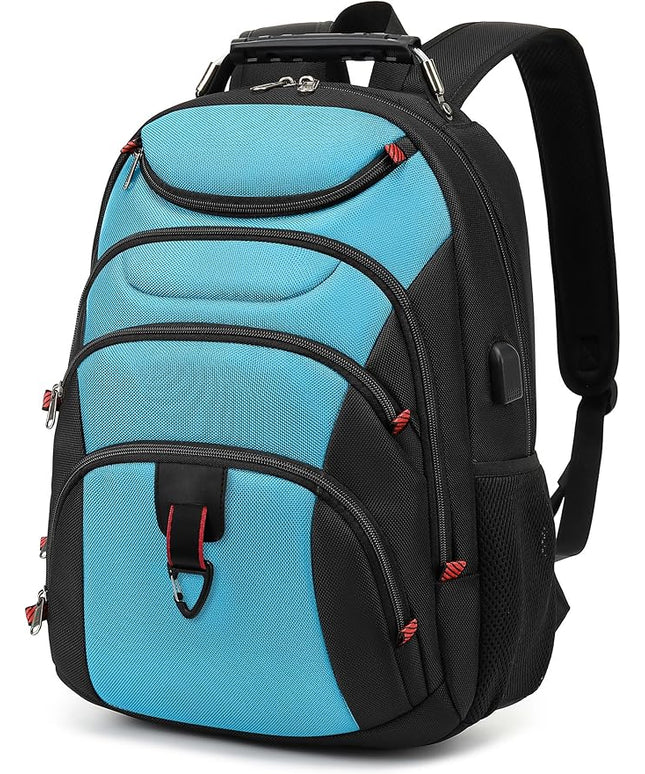 Boavan Laptop Backpack for men, 15.6 inch Laptop Bag with USB Port, Waterproof Travel Work Backpack Purse, Anti-Theft Teacher Nurse Doctor Casual Bookbags Office Business backpack，Sky Blue/Black