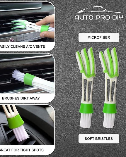 11 Piece Car Detailing Kit Set - Car Wheels, Exterior, Interior Cleaning Detail Supplies - Boars Hair, Stainless Steel Wire, Duster Brushes
