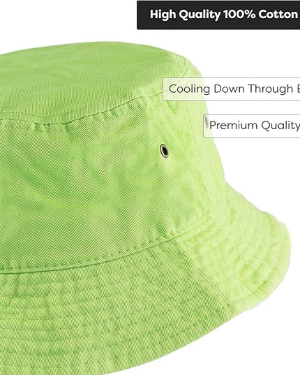 The Hat Depot Bucket Hat - Unisex 100% Cotton & Denim UPF 50 Packable Summer Travel Beach Sun Hat