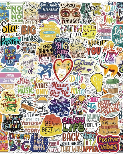 200PCS Holographic Quote Stickers, Motivational and Inspirational Vinyl Stickers with Positive Affirmations for Teens Adults Teachers, Waterproof Glitter Stickers for Water Bottles Laptop Scrapbook