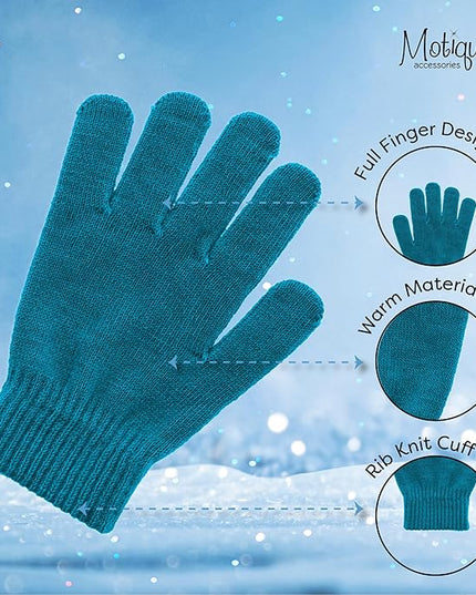 Motique Accessories Ladies Gloves Magic Knit Gloves for Women Solid Colors