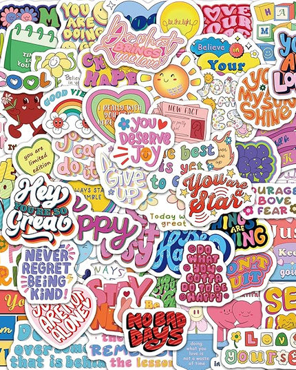 130 Pcs Motivational Holographic Stickers for Teens Adults - Inspirational Scrapbook Decals for Journaling, Waterproof Vinyl Mental Health Quotes for Laptops Bottles