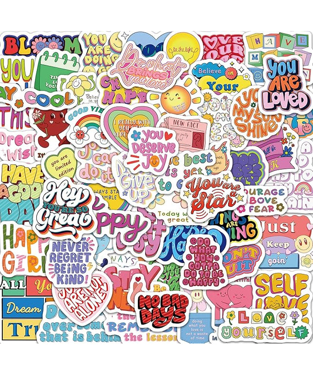 130 Pcs Motivational Holographic Stickers for Teens Adults - Inspirational Scrapbook Decals for Journaling, Waterproof Vinyl Mental Health Quotes for Laptops Bottles