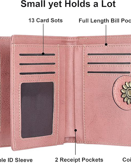 Lavemi Womens Leather Wallet Small Compact RFID Blocking Credit Card Case Purse with Zipper Pocket | Small, Compact, RFID Blocking, Zipper Pocket, Small, Compact