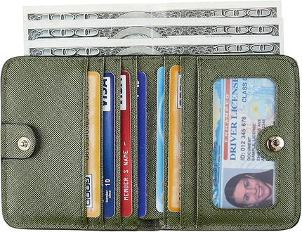Toughergun Women’s Small Slim Leather Wallet with RFID Protection, Compact Bifold Mini Purse with Clear ID Window