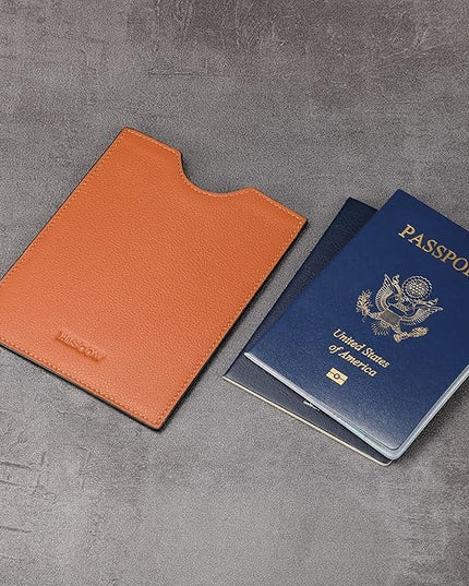 HISCOW Minimalist Passport Sleeve - Italian Calfskin (Tan)