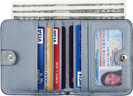 Toughergun Women’s Small Slim Leather Wallet with RFID Protection, Compact Bifold Mini Purse with Clear ID Window