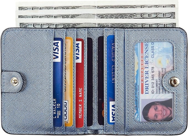 Toughergun Women’s Small Slim Leather Wallet with RFID Protection, Compact Bifold Mini Purse with Clear ID Window
